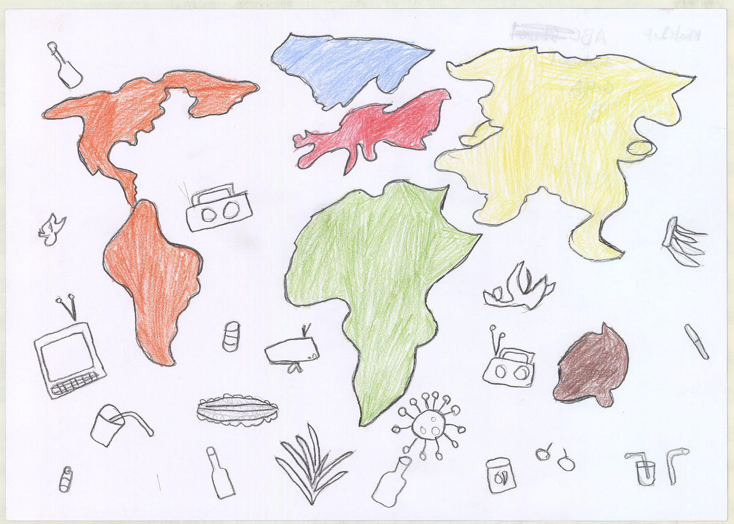 Show a map of the World that needs food, technology, environment