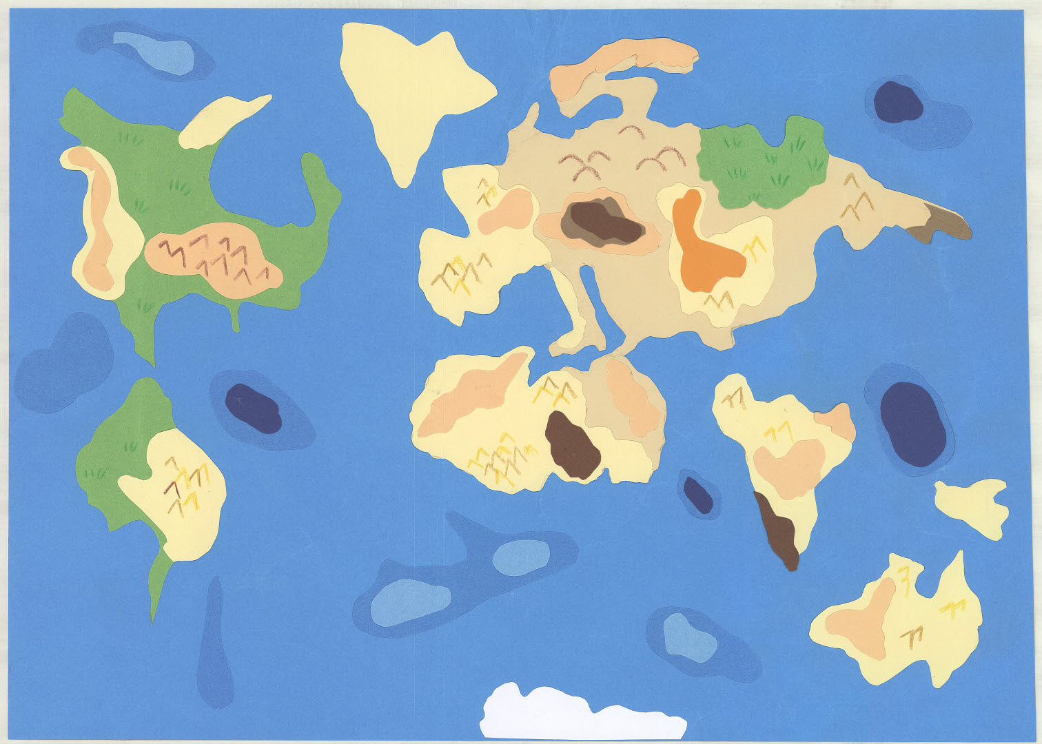 Map of continents and water