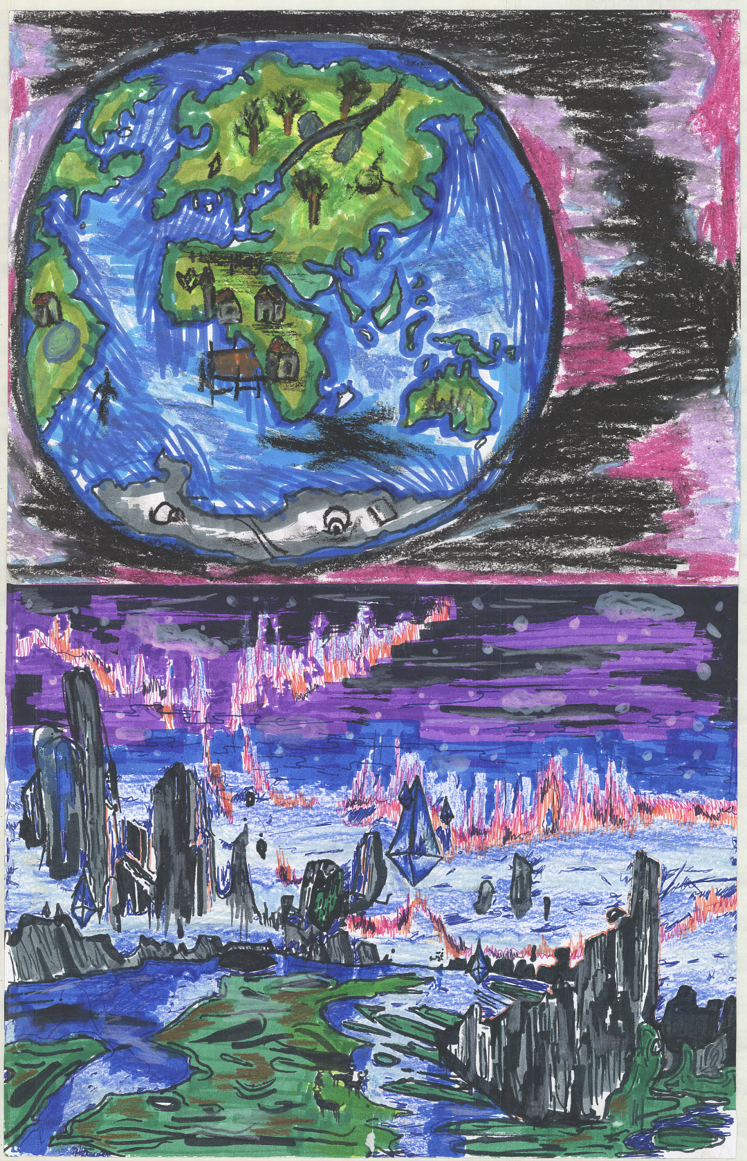 Shows planet earth and climate change